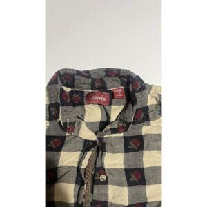 Company One Women’s XL Plaid Flannel Shirt Red Rose Embroidered